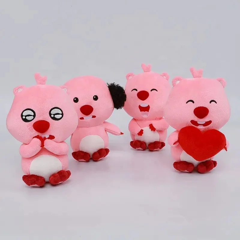 Hot selling product LOOPY stance base stuffed beaver figurine decorative cute pink beaver plush model action toy anime amplified
