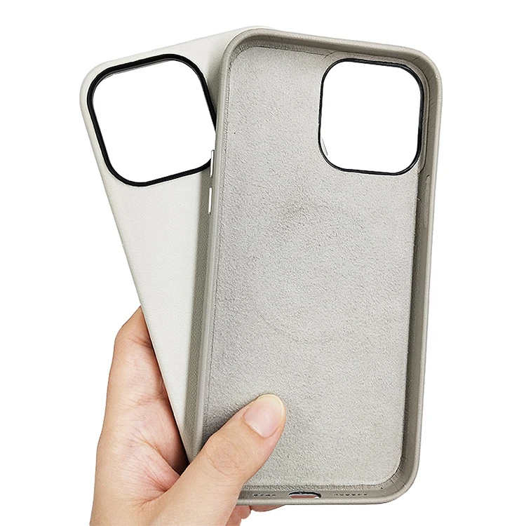 High Quality Full Wrapped Nappa Leather Mobile Phone Case for iPhone 13