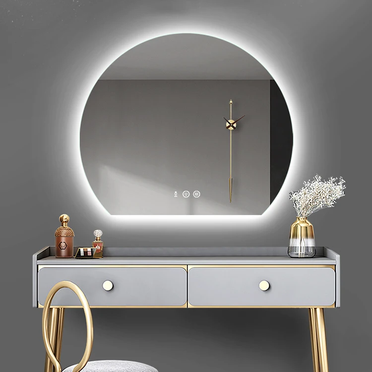 big half moon backlit led cosmetic mirror three color light for home Decor