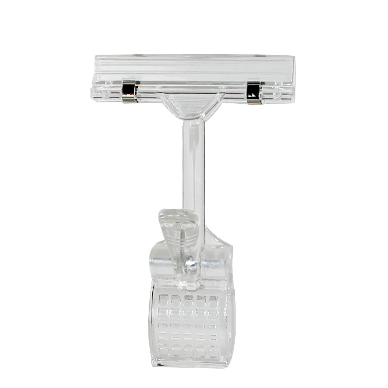 Retail stores display transparent clear plastic price tag pop clips label holder for supermarket