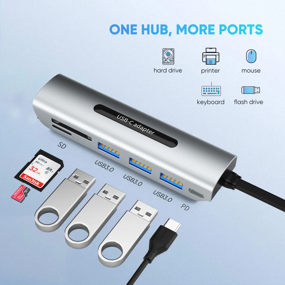 Type C USB 3.1 Docking Station 3.0 Adapter 9 In 1 PD Charge Micro SD TF card Audio HDTV VGA Usb C Hub