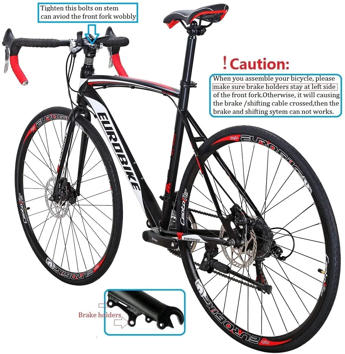 Road Bike EURXC550 21 Speed 54 cm Frame 700C 3-Spoke Wheels Road Bicycle Dual Disc Brake Bicycle