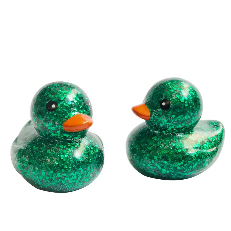2021 hot sale Vinyl material small  bath duck toy  with glitter