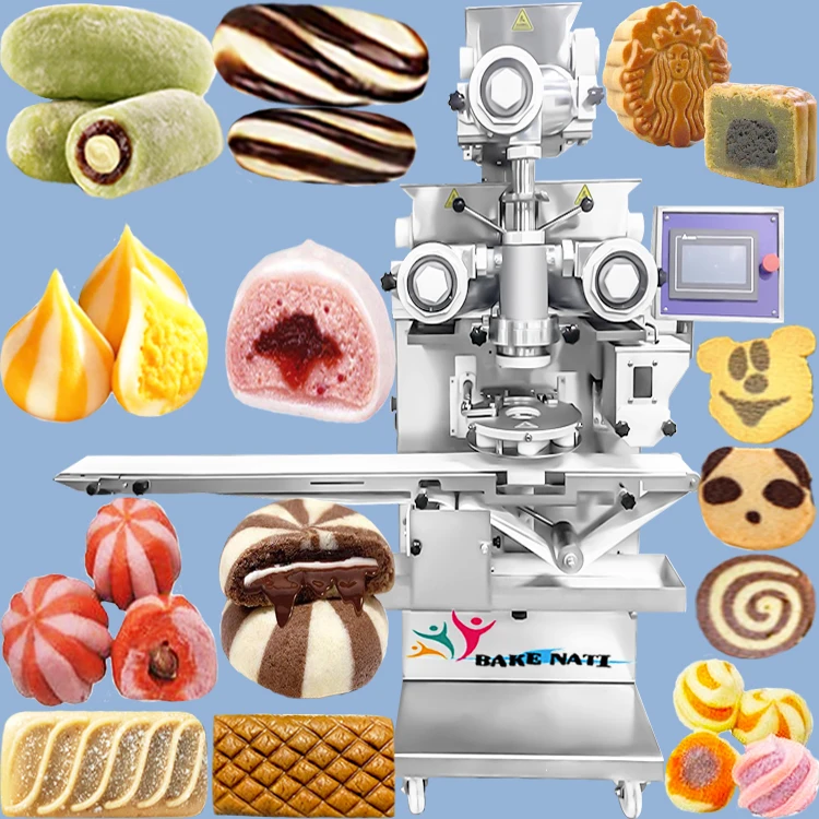 Shanghai Bakenati BNT-208A Automatic Three Hoppers Double Color Chocolate Filling Cookies Encrusting Making Machine