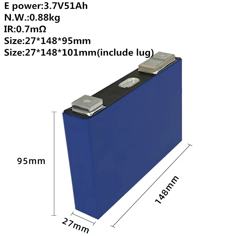 Gold Supplier 3.7v 51ah Ternary lithium battery for electromobile