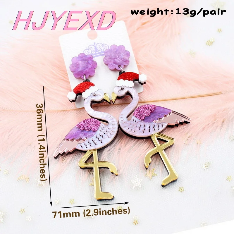 ERS399HP064 Flamingo Christmas Galaxy Glitter Laser Cut Acrylic Drop Earrings for Weddings and Gifts