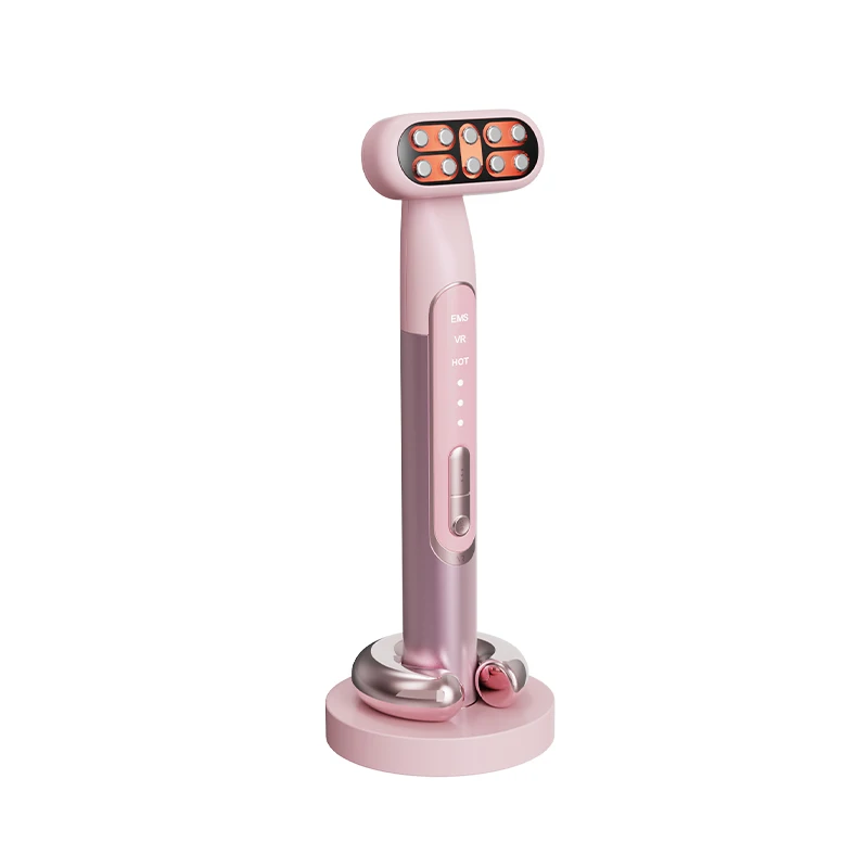 EMS Micro-Current 180 Rotation 9 LED Color Electric Eye Massage Wand Reduce Fine Lines Improve Dark Circles Charging Base