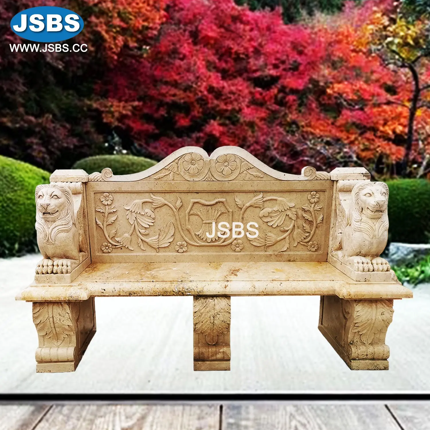 Outdoor Garden Park Custom Made Antique Old Decorative Natural Stone Marble Benches with Backrest For Sale