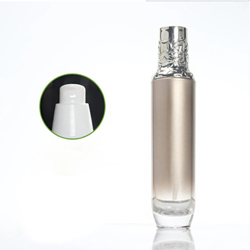 High Grade 50 ml Gold Plating Texture Glass Cream Container Empty Cosmetic Jar Screw Local New Refill Bottle Personal Care Serum