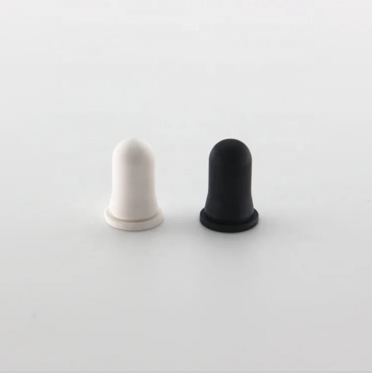 High Quality Customized Rubber Head Black White Silicone Teat for Essential Oil Glass Dropper Bottle