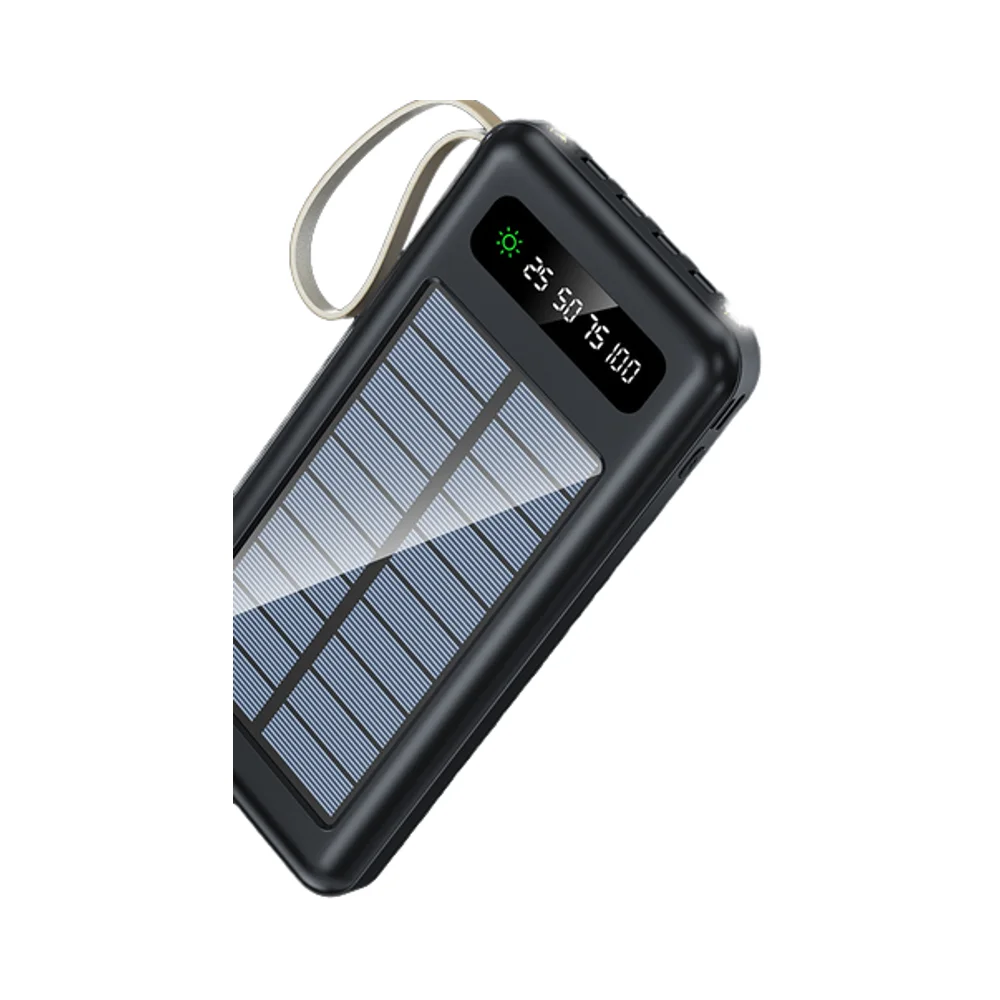 2024 2000mAh Customer Logo Built-in Cable Solar Power Bank Portable Outdoor Mobile Power power bank solar energy