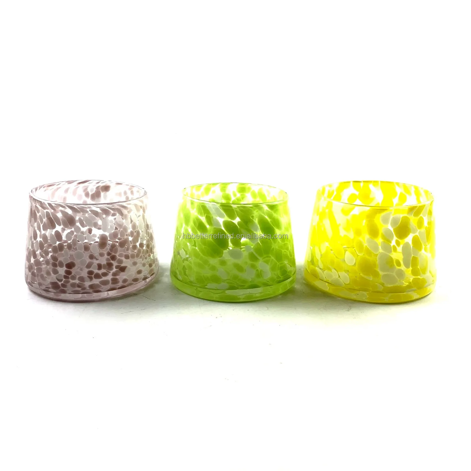 glass bell jar spring  Opaque pink yellow Green jars for candle making crystal glass candy jar with lid wax container BR