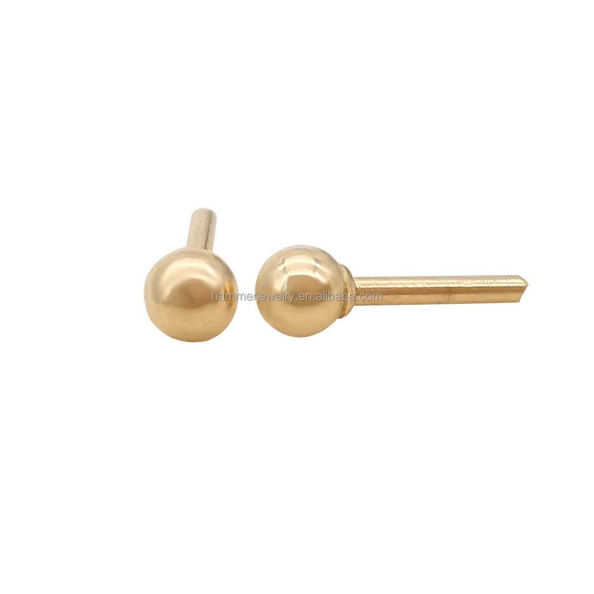 18k Carat Gold Supplier Solid 9k 14k 18k Gold Earring Post Real Gold Screw Ball Earring Back Jewelry Finding