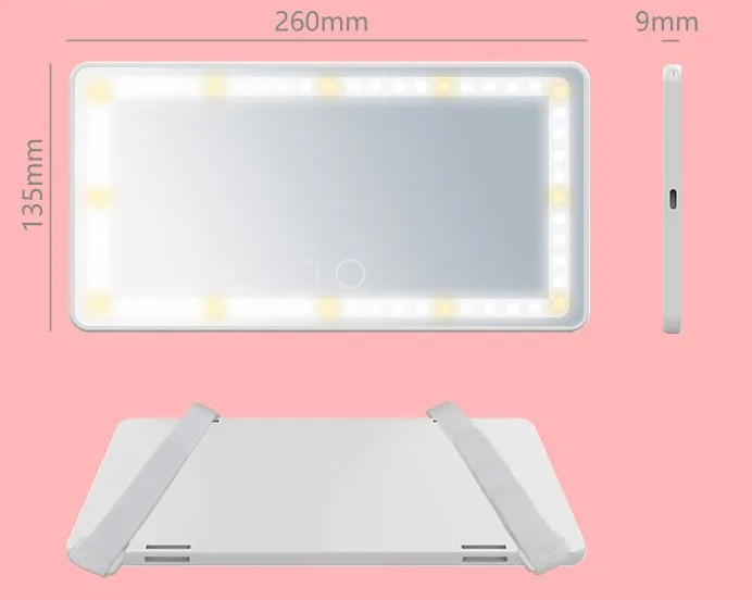 Car Visor Cosmetic Mirror Custom Logo Adjustable Led Car Vanity Visor Makeup Cosmetic Mirror With LE