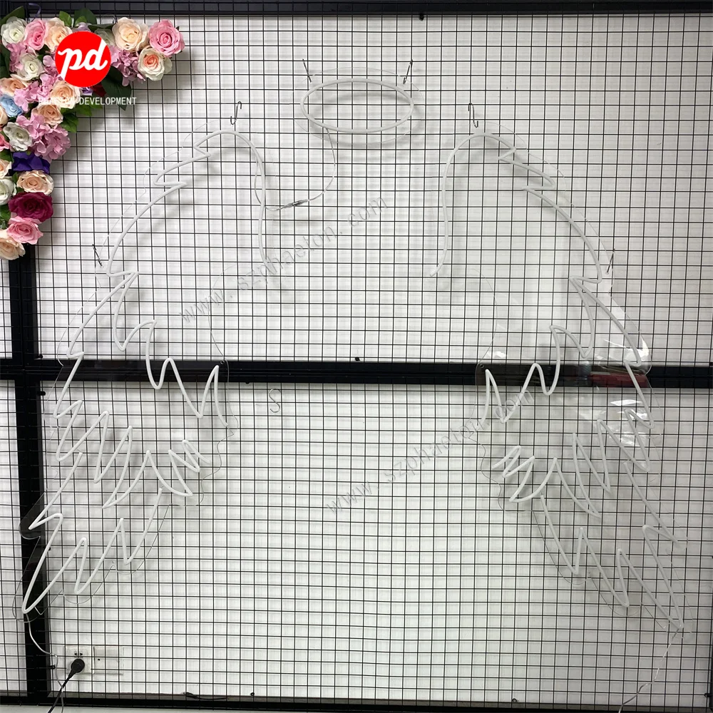 Dropshipping Wall Mounted No Moq Acrylic Flex Strip Custom Logo Angel Wings Led Neon Signs For Shop Bar Party Wedding
