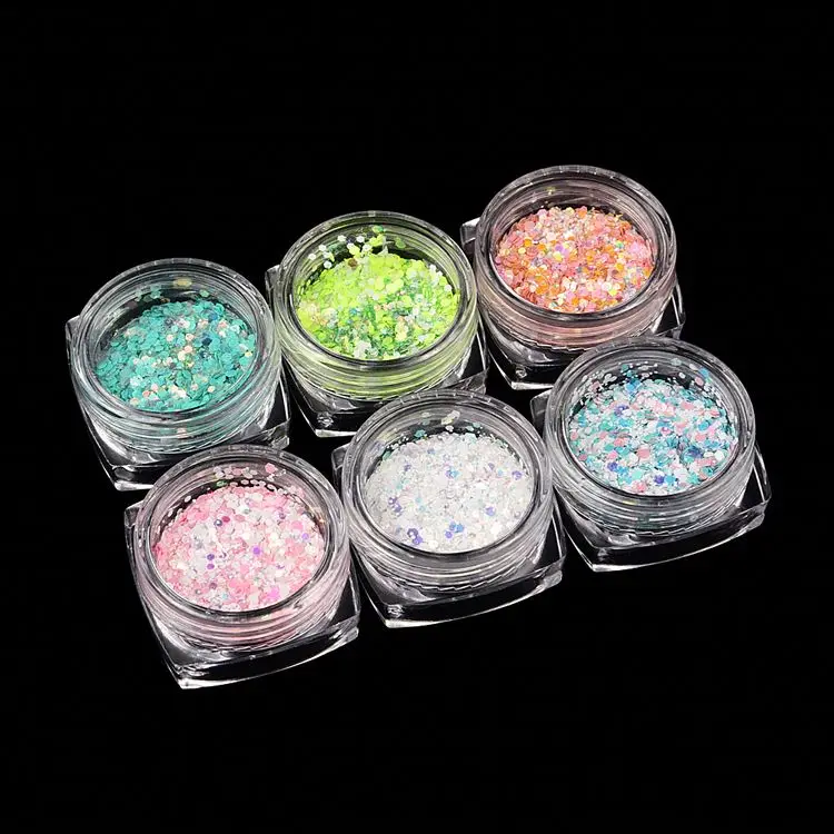 2024 wholesale mixed holographic chunky nail art glitter powder shapes flakes sequins decoration nail art glitter for nails