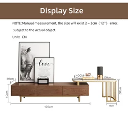Nordic Modern Stainless Steel Gold Frame Walnut Color Multi-Functional Large Capacity Storage TV Cabinet Stand