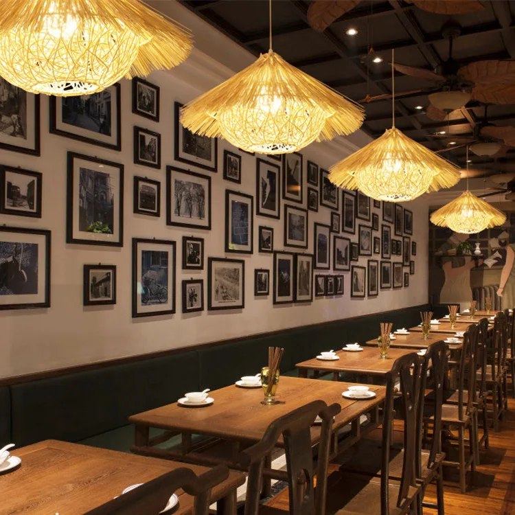 Top Quality Handmade Wicker Natural Ceiling Lantern Bamboo Pendant Shade Rattan Lamps