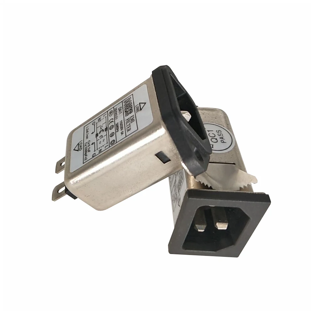А противошумовой фильтр, 1A-10A общего назначения 220V IEC фильтр электромагнитных помех низких частот 115/250vac металлический корпус 20 ~ 100db 30-100db 50/60 Гц, CE, CQC, CN;SIC
