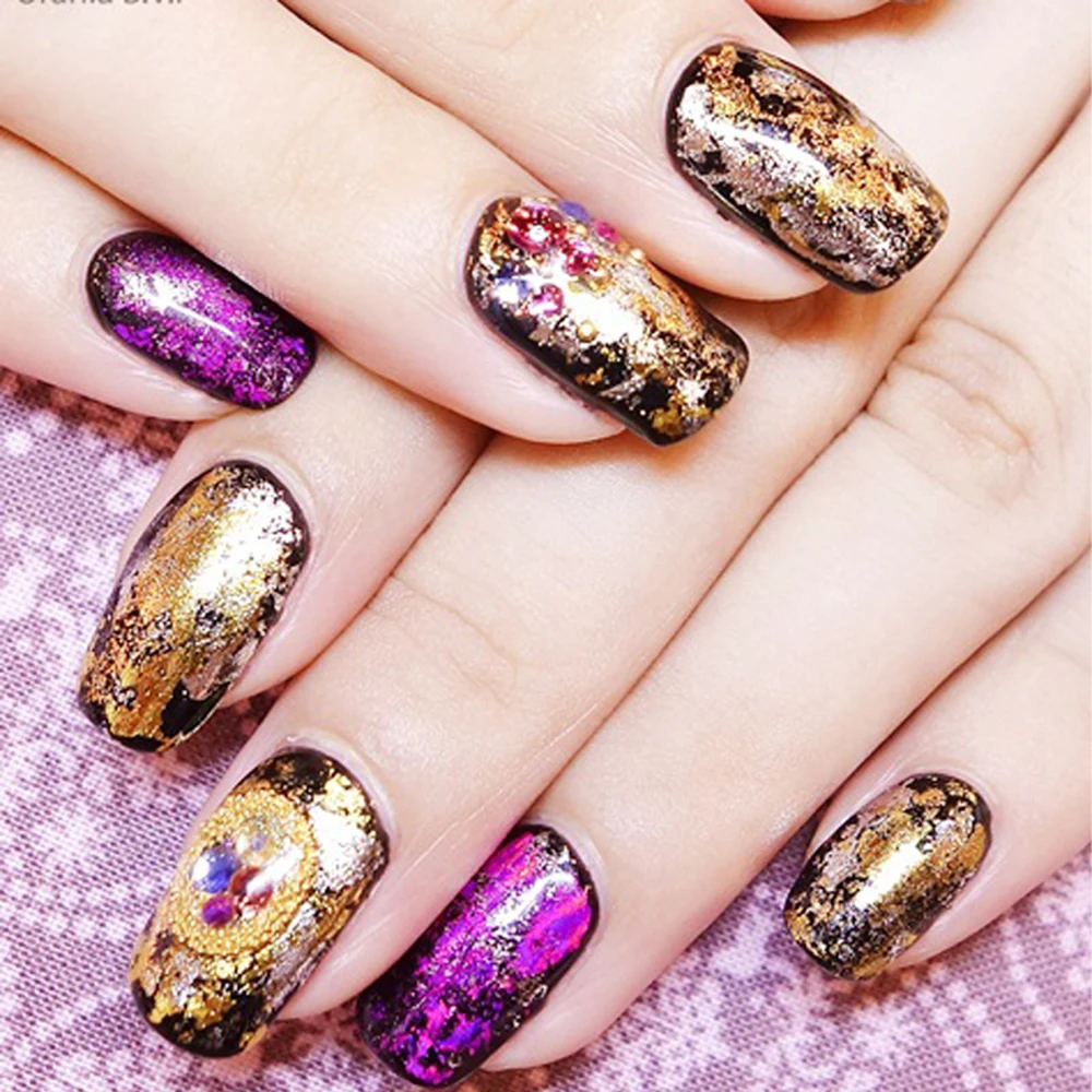 China High Quality Factory Direct Price 500 Sheets 8x8.5cm Taiwan Blue Gold Leaf PE Foil