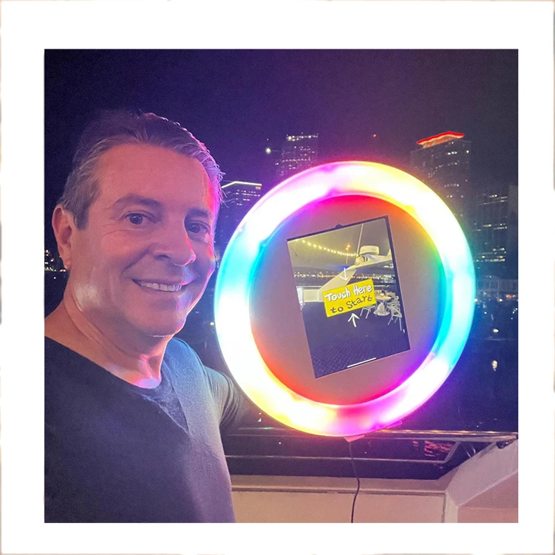 custom cheap vogue spinner social party rentals handheld ringlight automatic roamer photobooth photo booth shell