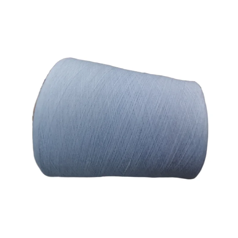 High Tenacity Stretch Elastic Cotton Covered  Spandex Yarn 32S + 40D Light Blue For Knitting