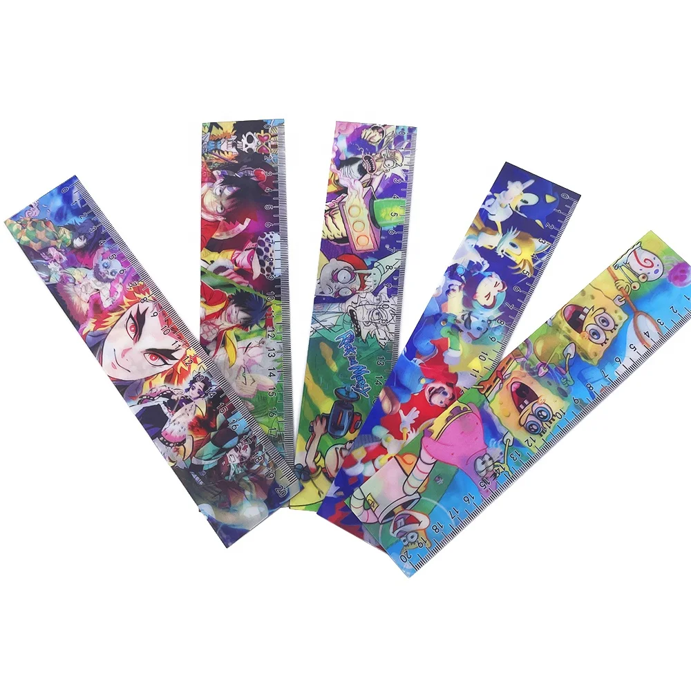 Wholesale Cultural And Creative Custom Printed Rulers Stationery 3D Lenticular Effect Ruler Stationery 3D Lenticular Ruler