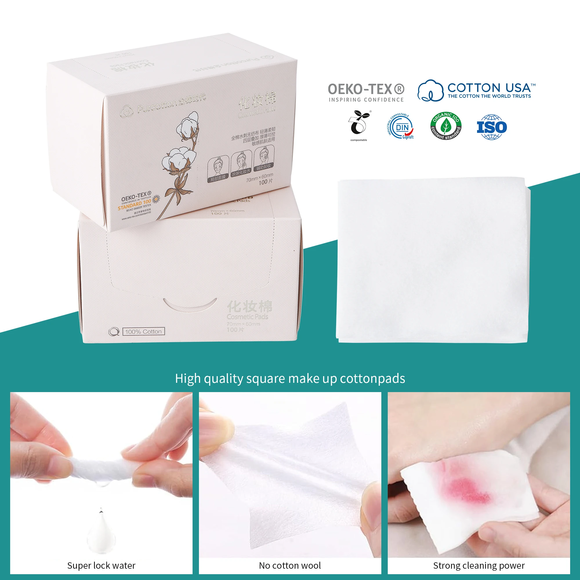 Winner Organic Cotton Pads Square Ultra-thin Makeup Remover Pads Eye Lip Nail Cleaning Cotton Cleansing Pads Remover