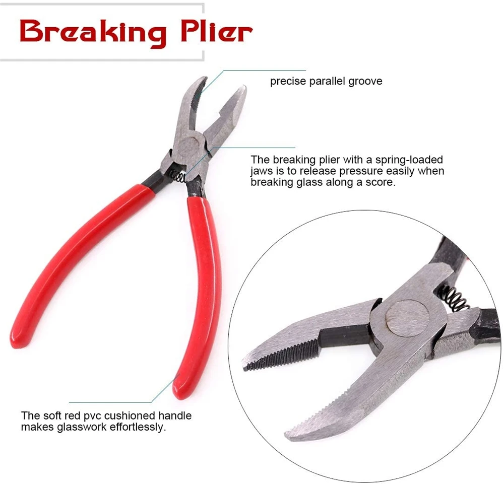 6Pcs Safety Glass Cutter Set Cutting Tools YG8 Blade Rolling Wheel Professional Mosaic Glass Cutting Nipper
