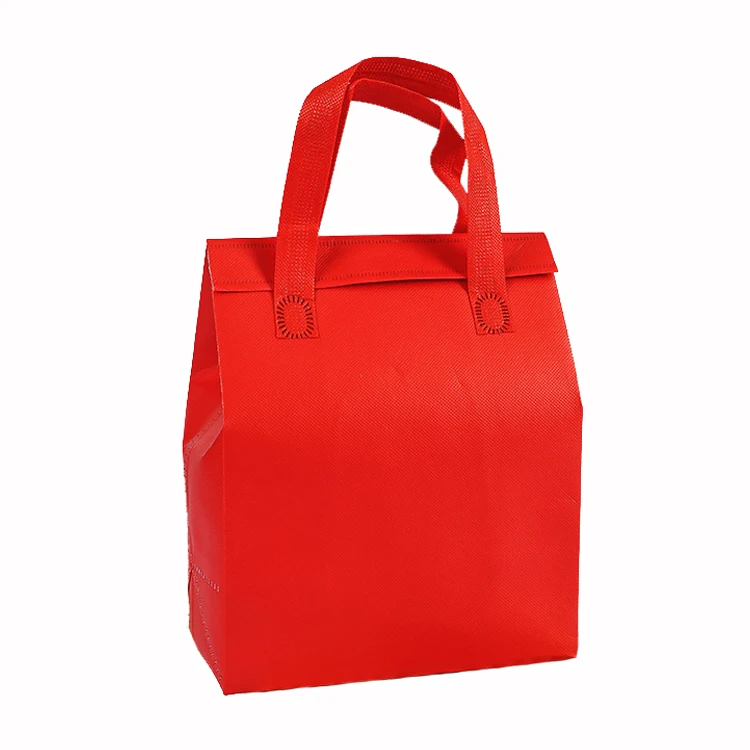 colorful film coated catering take out thermal bag custom logo aluminum foil cooler bag non woven portable lunch bag