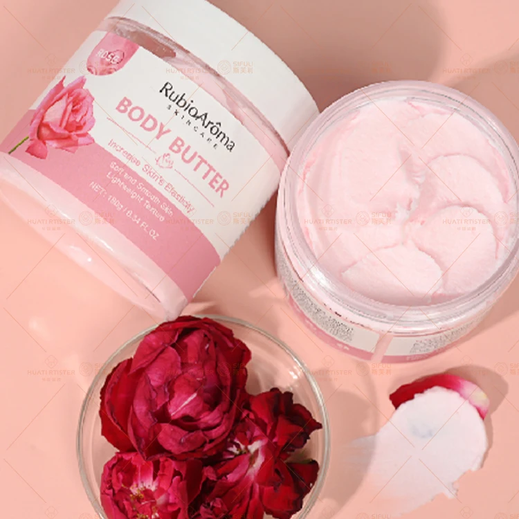 Huati Sifuli RubioAroma Organic Moisturizing Whipped Shea Butter Lotion Skin Whitening Body Cream Coconut Rainbow Body Butter