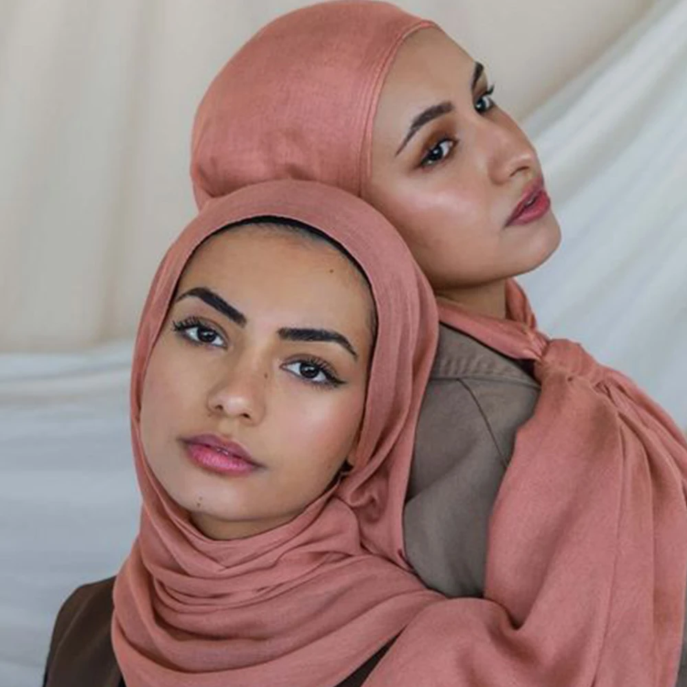 Малайский однотонный бамбуковый хиджаб хлопковый платок тонкий модальный дышащий Шарф