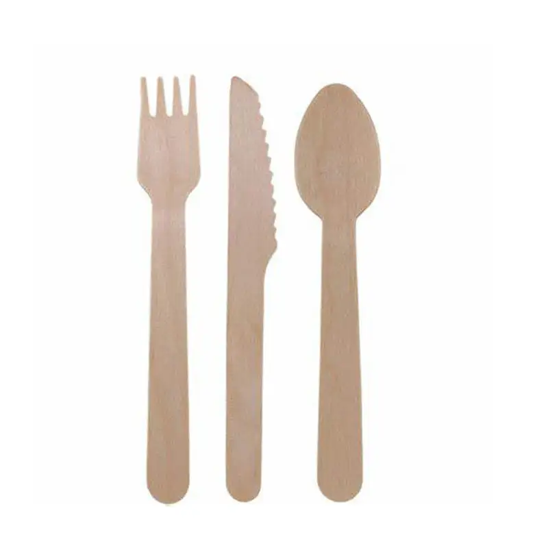 Green Brand Disposable spoon fork knife travel real bamboo utensils wooden cutlery