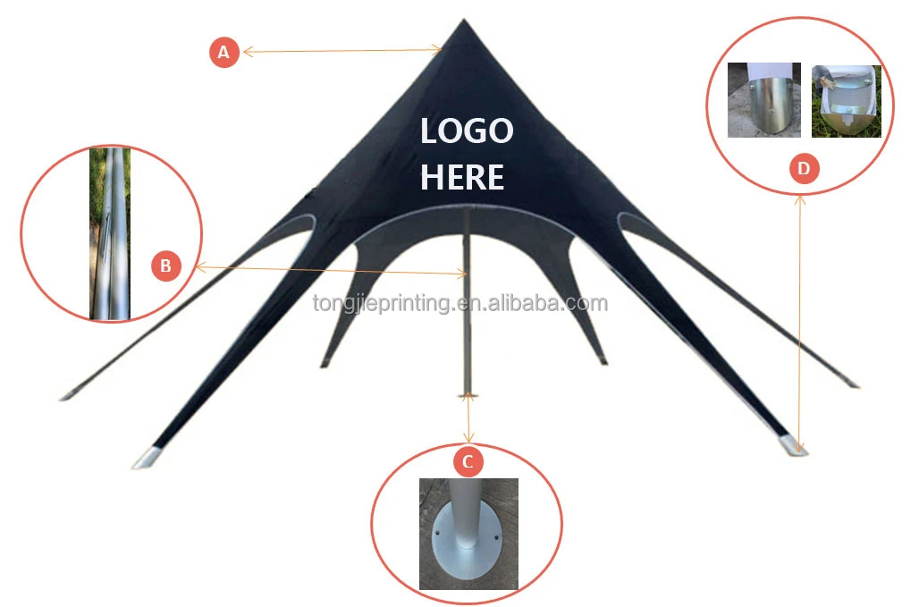 Customized Shades Arch Tent Beautiful Star Shaped Custom Star Tents For Events With Single Double Peaks Spider Tent