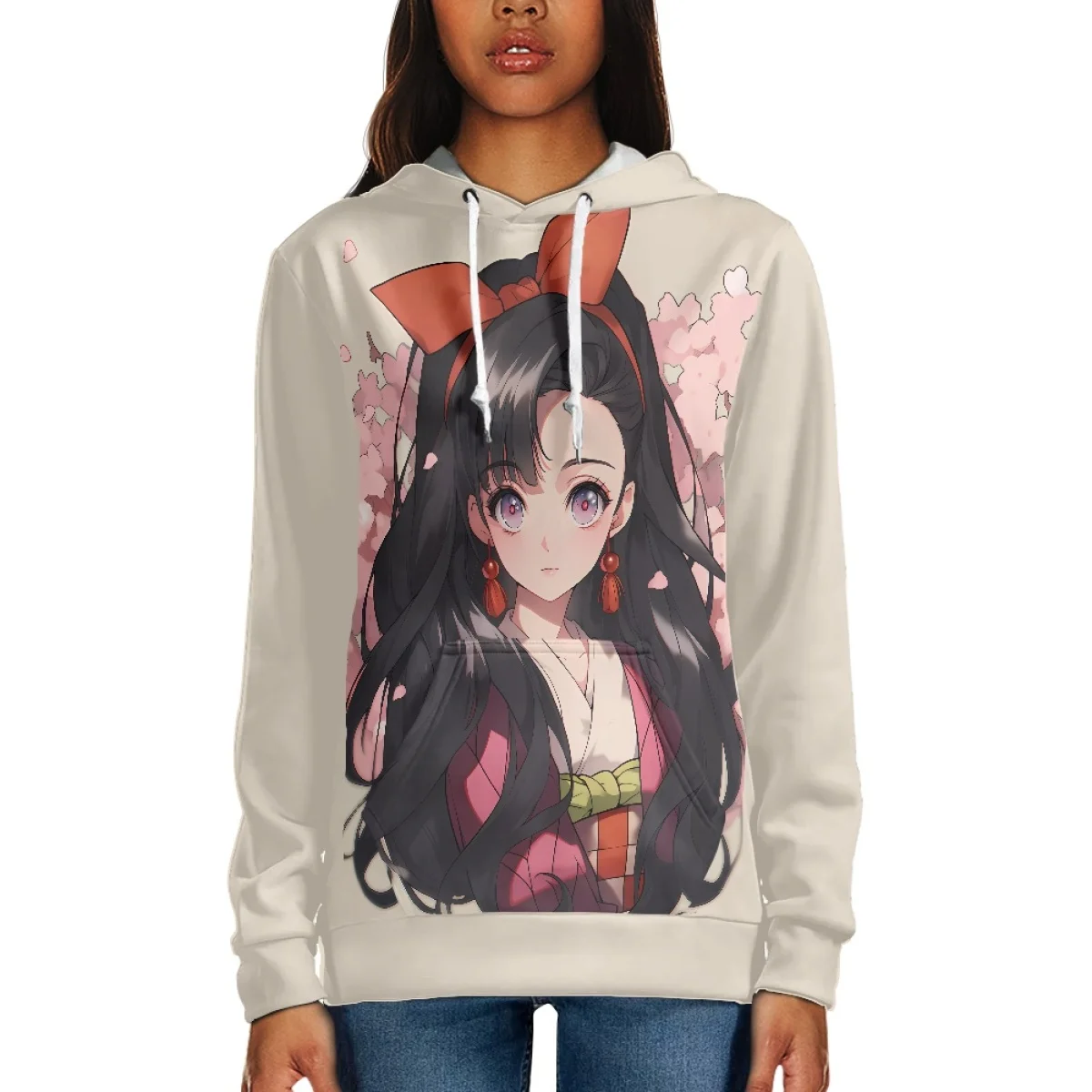 Hot Sale Product Cute Japanese Anime Girl Women Hoodie With Pocket Print On Demand Long Sleeve Sweatshirt Warm Comfortable