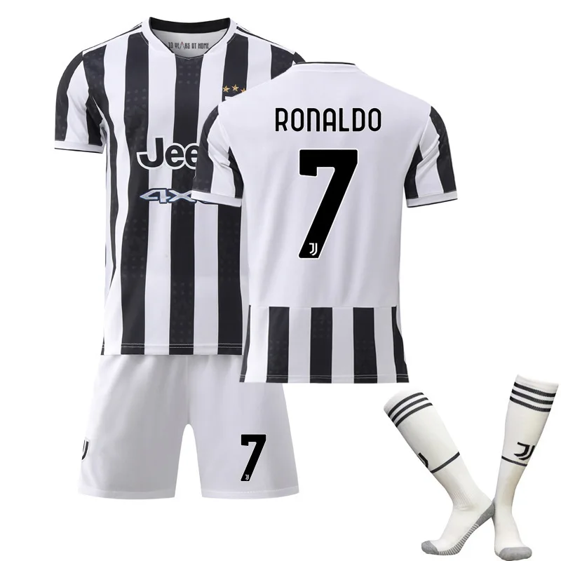 Wholesale Printing Black and White Striped Football Uniform Football Jersey Soccer Jersey