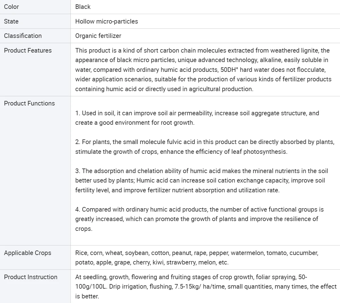 High Quality 45%-70% Potassium Humate Powdered Granular Humic Acid for Agriculture at Competitive Price