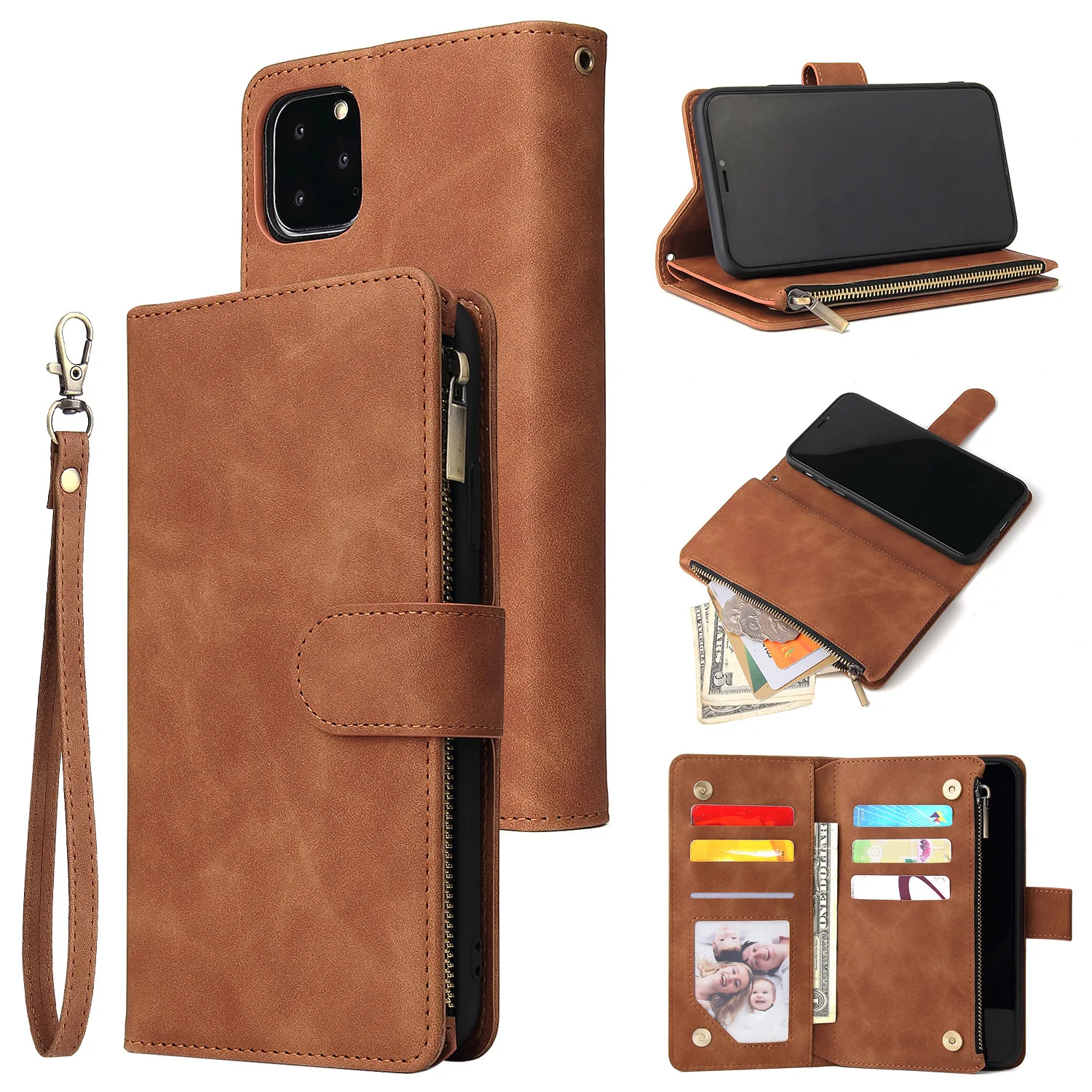 2025 Custom Fit For Fully Enveloped High Quality Pu  Leather  iPhone 8 Plus Phone Case 14Pro 15 Case Protector  Phone Case