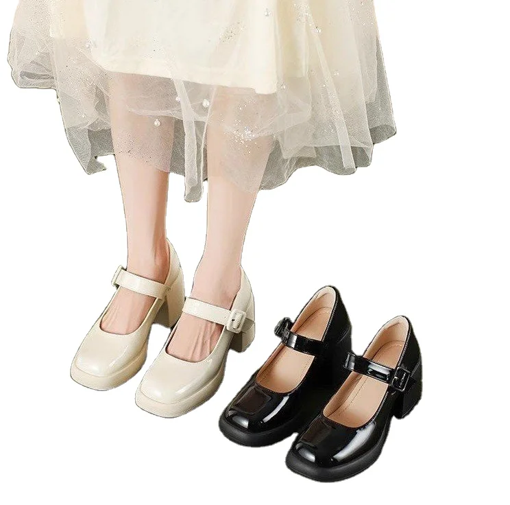 French Mary Jane shoes with small leather shoes women do not tire feet thick line with Loafers shoes