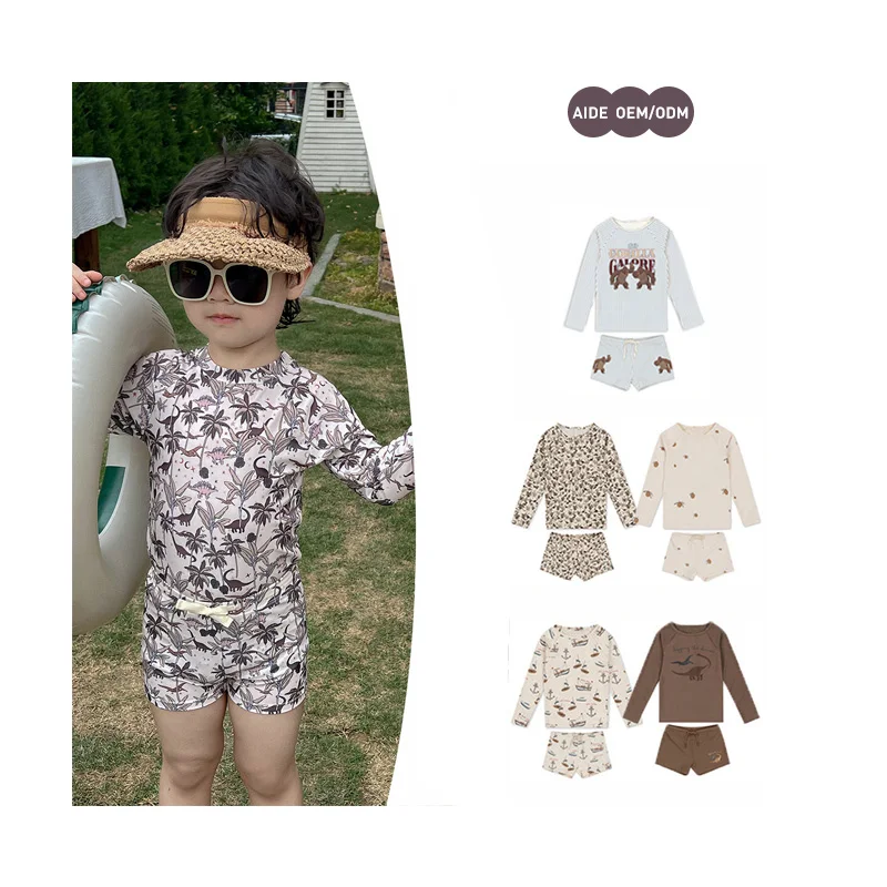 Aide One Piece Zip-Up Short Sleeve Swimwear High Quality Beachwear Kids Cover Up Customized Swimwear Baby Girl Kid Quick Dry