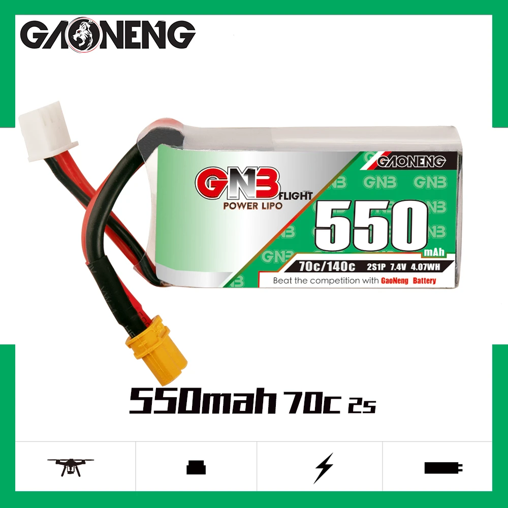 GAONENG GNB 2S 7.4V 550mah 70C 140C XT30 LiPo Battery XT30  FPV DRONE RC CAR RACING RC