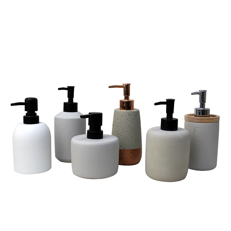 nu steel Nusteel Concrete Made of Cement Refillable Dispenser Pump Bottle for Bathroom Vanity Countertop