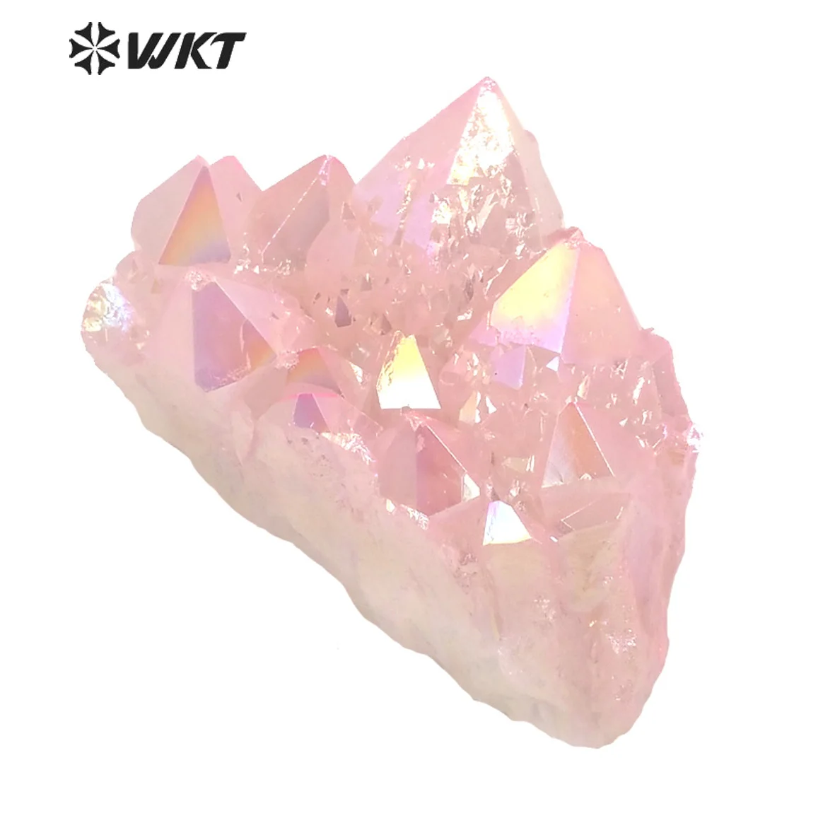 WT-G117 Exclusive rough aura quartz natural pink cluster quartz stone with electroplated sell by Kilogramme Natural loose gems