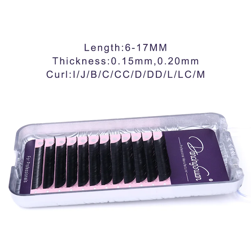 high quality private label individual mink eyelash extension 0.10 0.15 0.20 D B DD C CC Curl  Ellipse Flat Eyelash