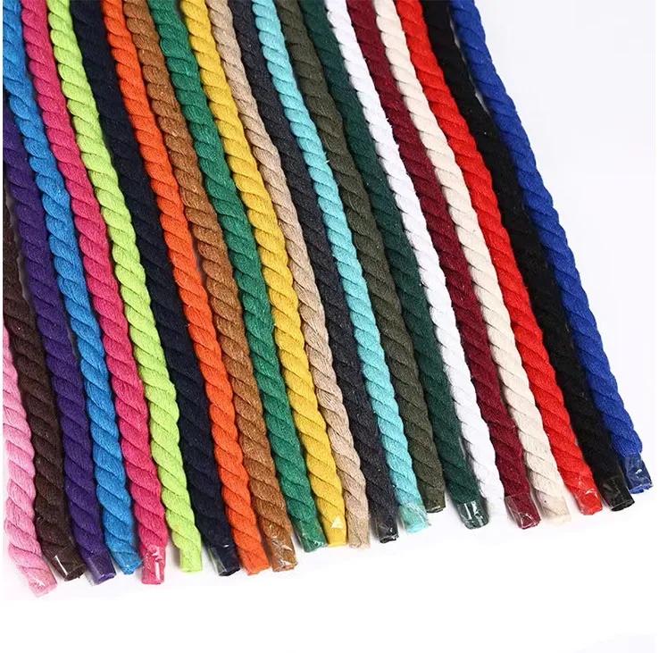 Macrame Cord 3mm 4mm 5mm 6mm 3 Strand Cotton Braid Cord Multi Color Macrame Thread Waist Rope