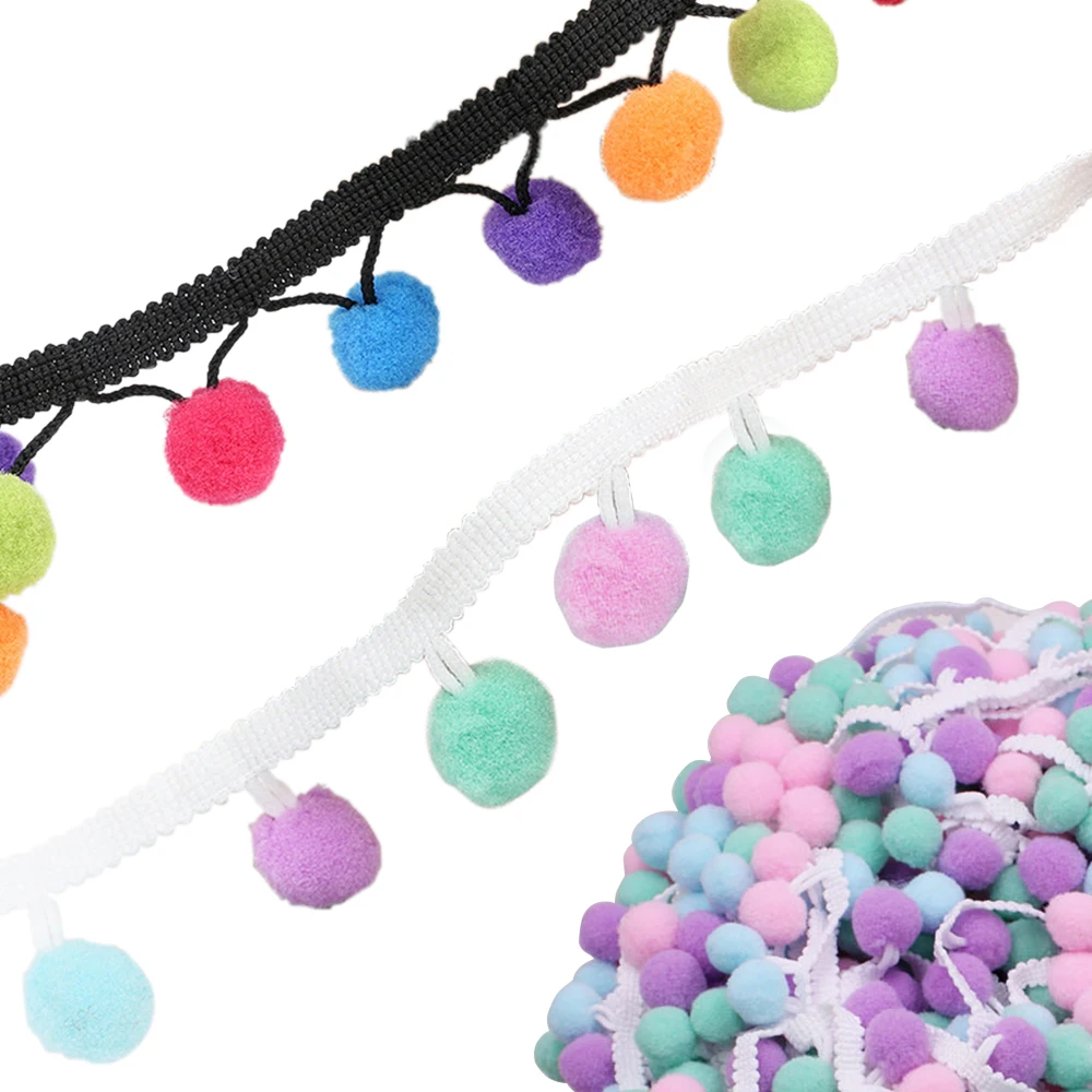 25Meters Pom Pom Lace Trim Mini Pompom Fringe Laces Ribbon Pillow Shoes Bags Garment Handmade DIY Craft Sewing Accessories