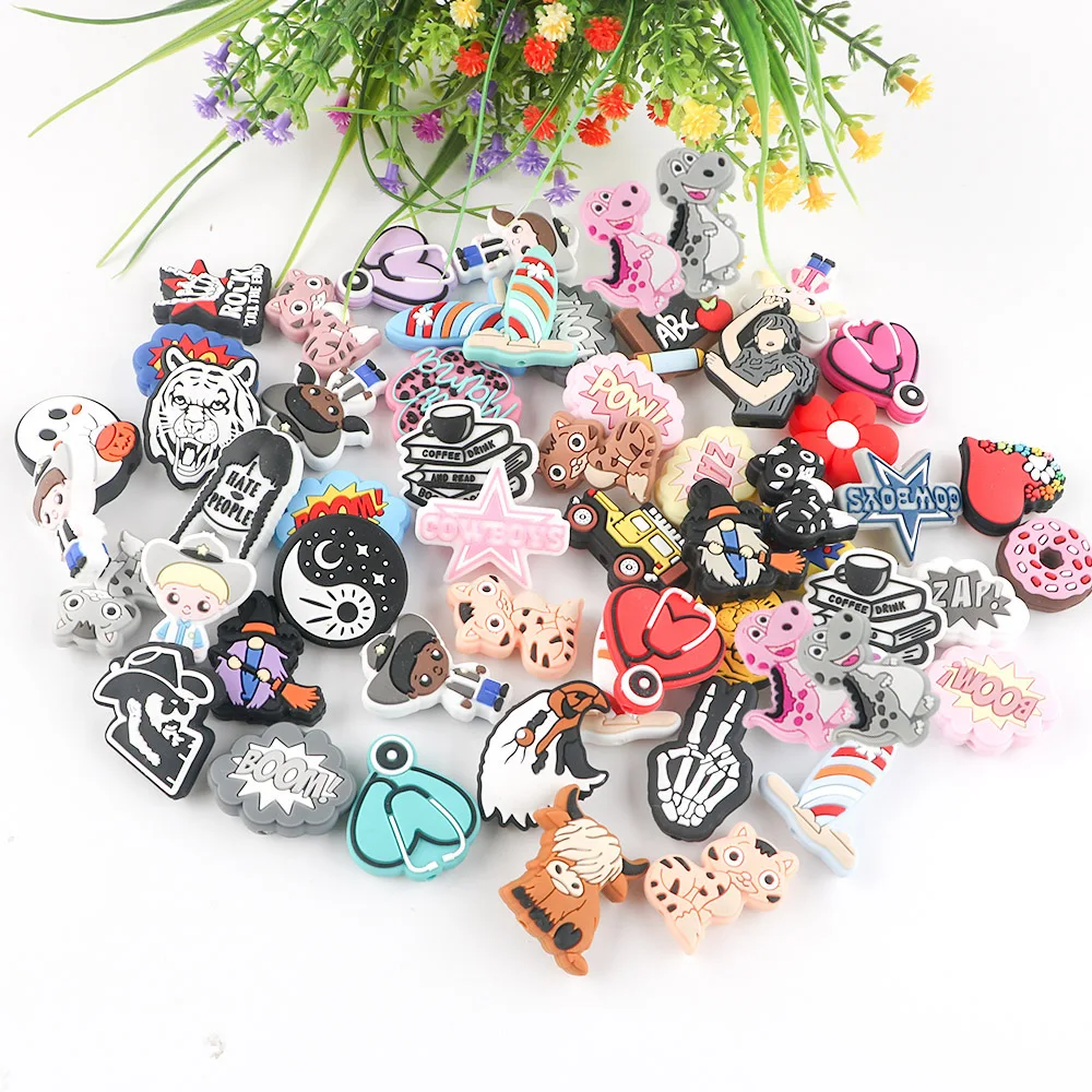 Food Grade Bpa Free Animal Cartoon Shape Silicone Focal Beads Baby Teehting Toys For Pens Keychain Bracelet Silicone Craft Beads