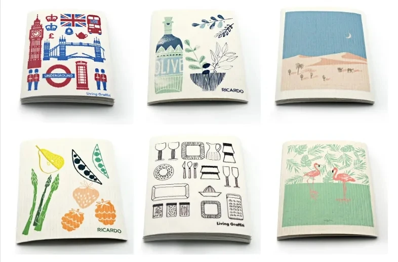 2023 Custom Design Swedish Dishcloths Reusable Sponge Cleaning Cloths Absorbent Dish Cloth Washable Sponge Dishcloths