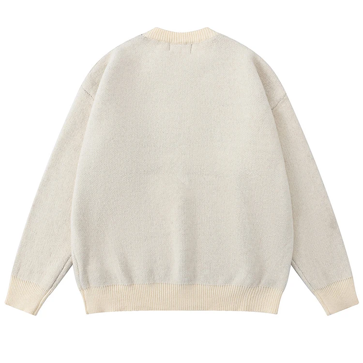 Wholesale Winter Star Cashmere Alpaca Pattern Knitted Sweaters Loose Crew Neck Pullover Casual Knit Men Sweater