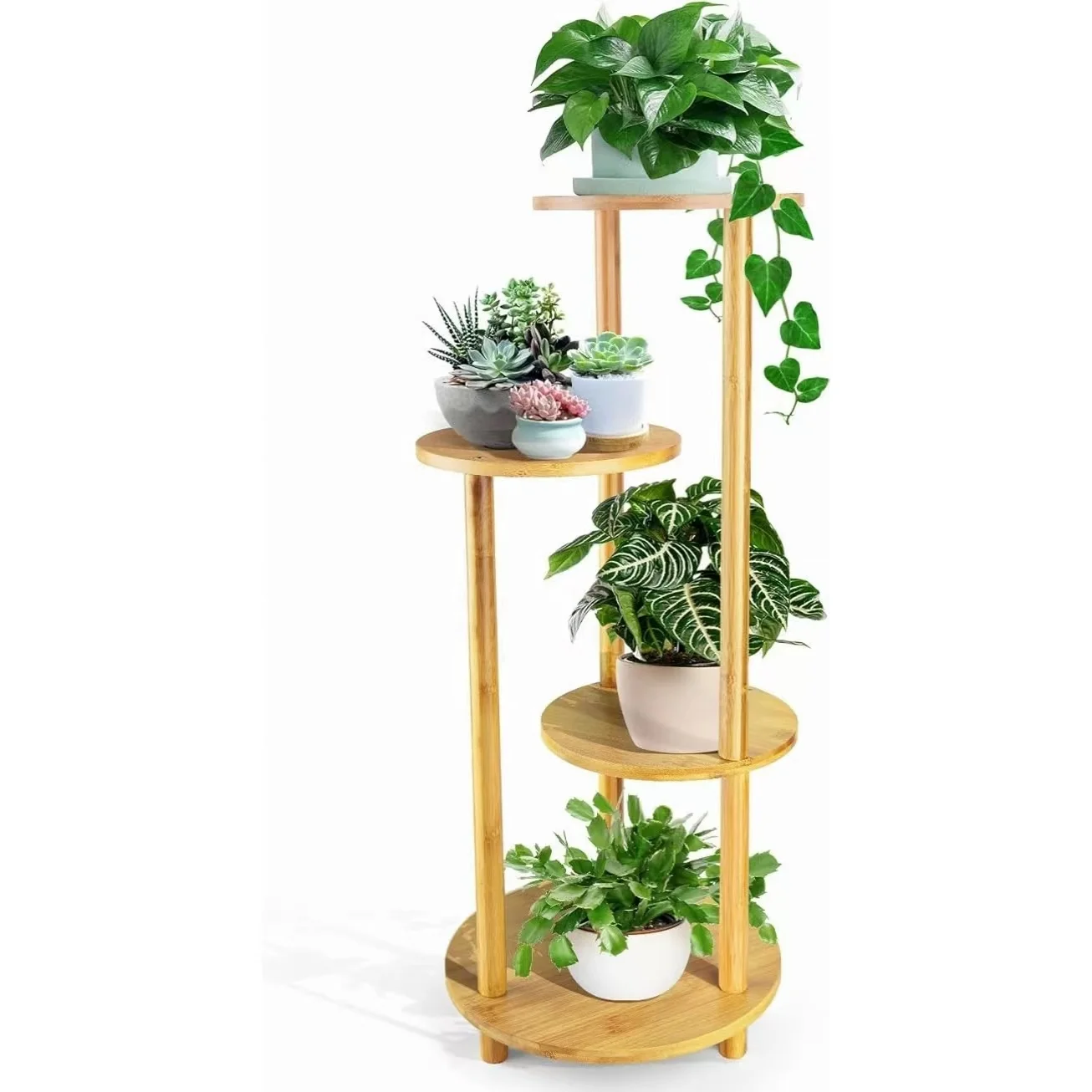 Bamboo plant pot stand indoor plant stand 4 tier flower stand display Rack for Multiple Plants